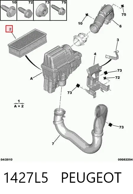 Caja del filtro de aire 1427L5 Peugeot/Citroen
