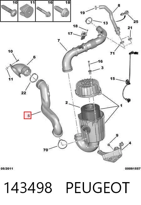 Tubo flexible de aspiración 143498 Peugeot/Citroen