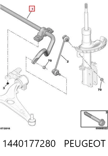 Estabilizador delantero 1440177280 Peugeot/Citroen