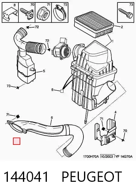 Tubo flexible de aspiración 144041 Peugeot/Citroen