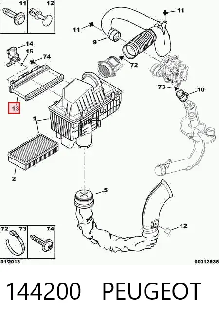 Calentador de aire del colector de admisión 144200 Peugeot/Citroen