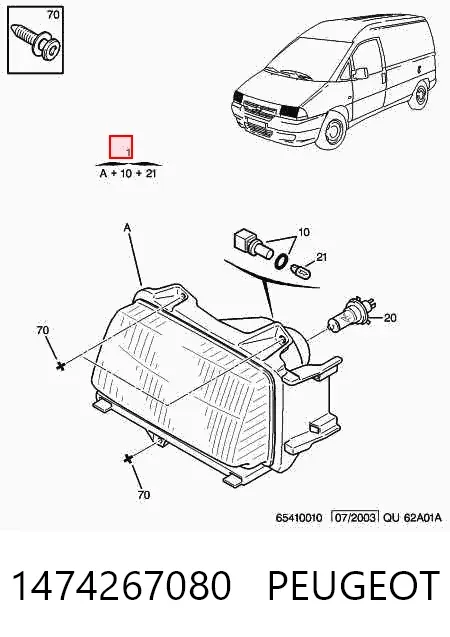 Faro derecho 1474267080 Peugeot/Citroen