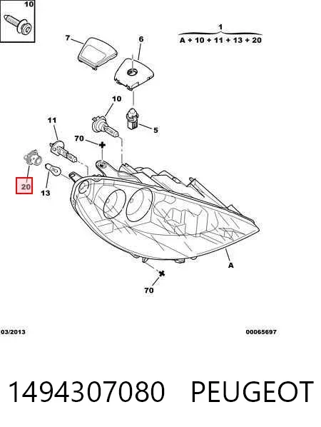 Faro derecho 1494307080 Peugeot/Citroen