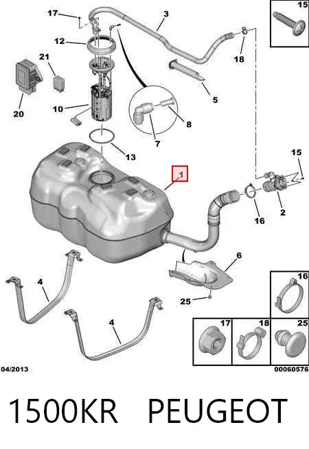 Depósito de gasolina 1500KR Peugeot/Citroen