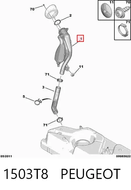 Boca de llenado del depósito de combustible 1503T8 Peugeot/Citroen