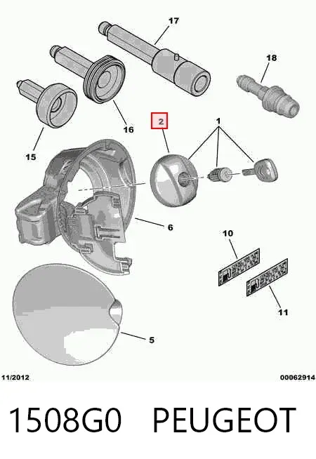 Tapa de depósito de combustible 1508G0 Peugeot/Citroen