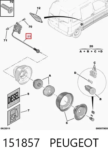 Motor tapa combustible 151857 Peugeot/Citroen