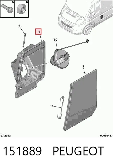 Soporte de la tapa del depósito de combustible 151889 Peugeot/Citroen