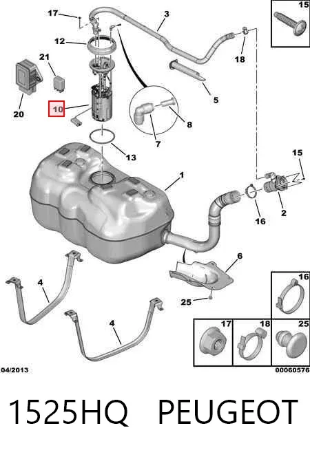 Unidad de alimentación de combustible 1525HQ Peugeot/Citroen