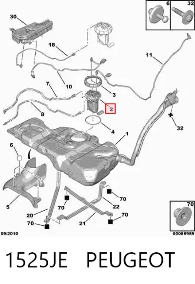Módulo de bomba de combustible con sensor de nivel de combustible PEUGEOT 1525JE