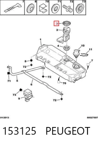 Tapa de la bomba de combustible PEUGEOT 153125