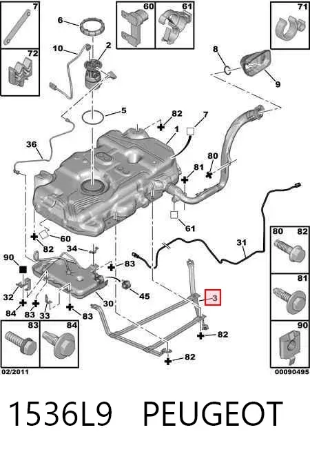 Soporte del tanque de combustible 1536L9 Peugeot/Citroen