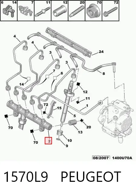 Rampa de combustible 1570L9 Peugeot/Citroen