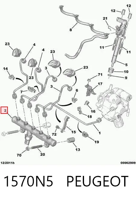 Rampa de combustible 1570N5 Peugeot/Citroen