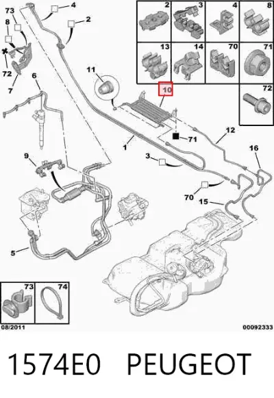 Radiador de enfriamiento de combustible PEUGEOT 1574E0