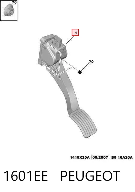 Pedal del acelerador 1601EE Peugeot/Citroen