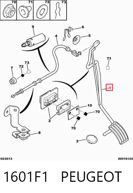 Pedal del acelerador 1601F1 Peugeot/Citroen