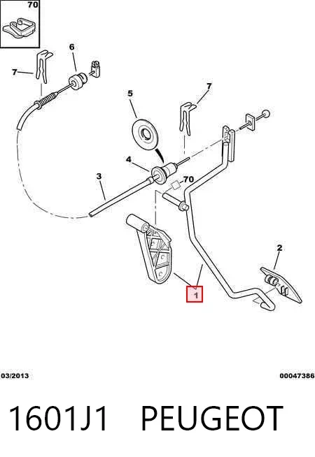 Pedal del acelerador 1601J1 Peugeot/Citroen