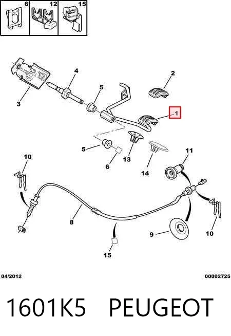 Pedal del acelerador 1601K5 Peugeot/Citroen