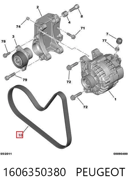 Correa de alternador 1606350380 Peugeot/Citroen
