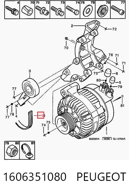 Correa de alternador 1606351080 Peugeot/Citroen