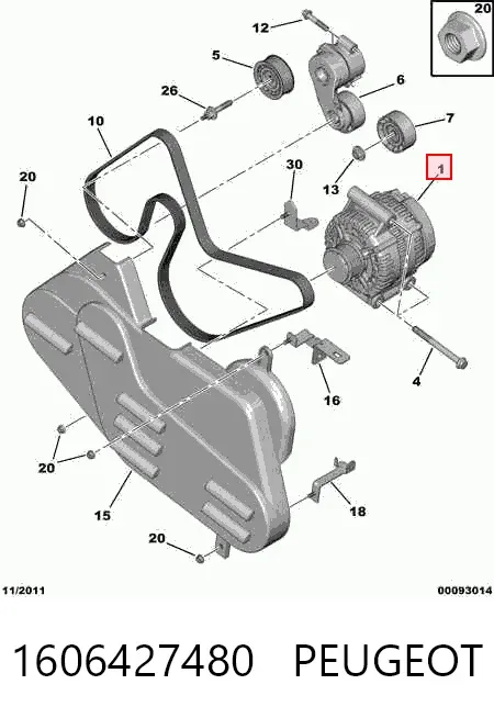 Alternador 1606427480 Peugeot/Citroen