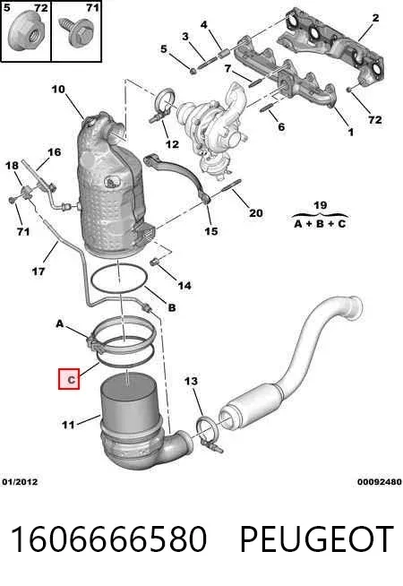 Abrazadera de sujeción delantera 1606666580 Peugeot/Citroen