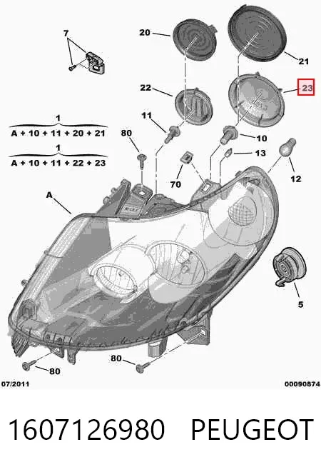 Regulador de intensidad del panel de instrumentos 1607126980 Peugeot/Citroen