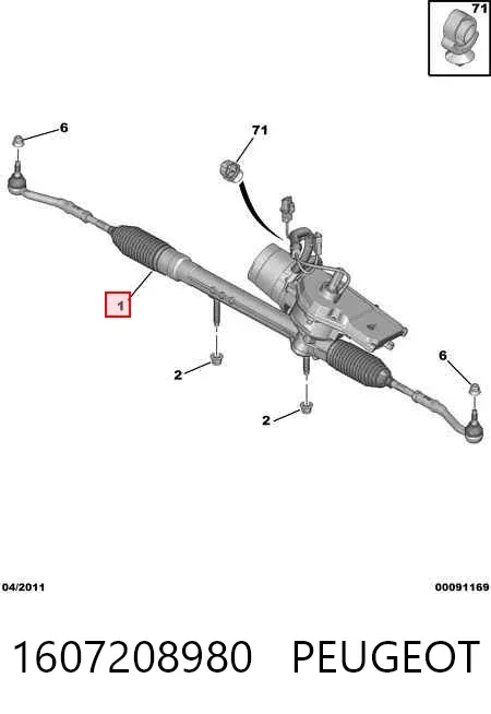 Cremallera de dirección 1607208980 Peugeot/Citroen