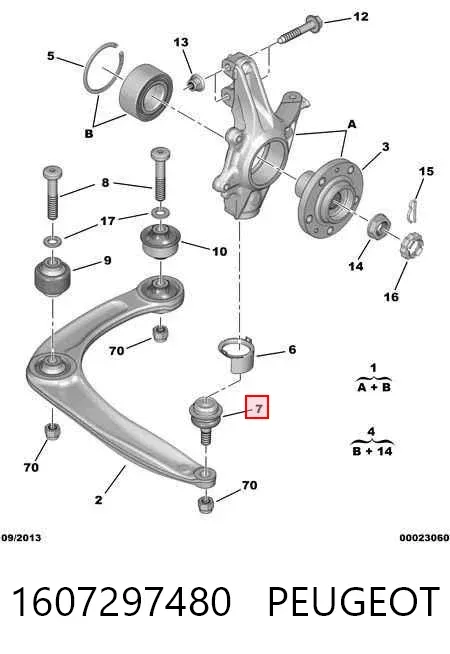 Rótula inferior de suspensión 1607297480 Peugeot/Citroen