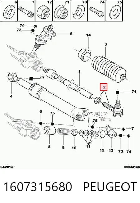 Rótula barra de dirección 1607315680 Peugeot/Citroen
