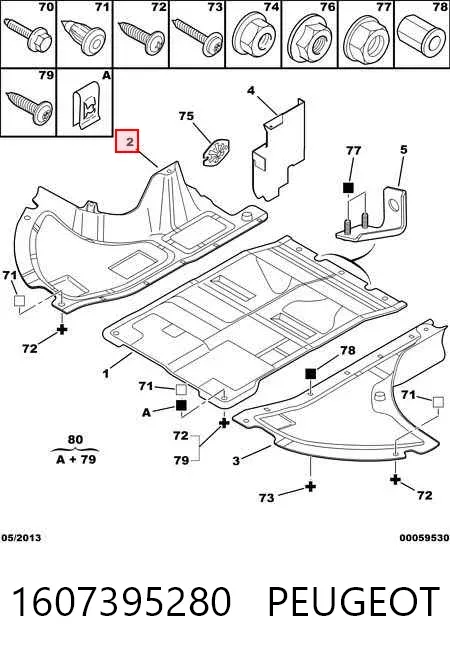 Protección derecha del motor 1607395280 Peugeot/Citroen