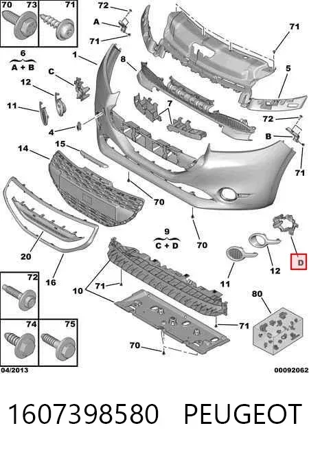 Soporte de montaje de faro antiniebla izquierdo y derecho 1607398580 Peugeot/Citroen