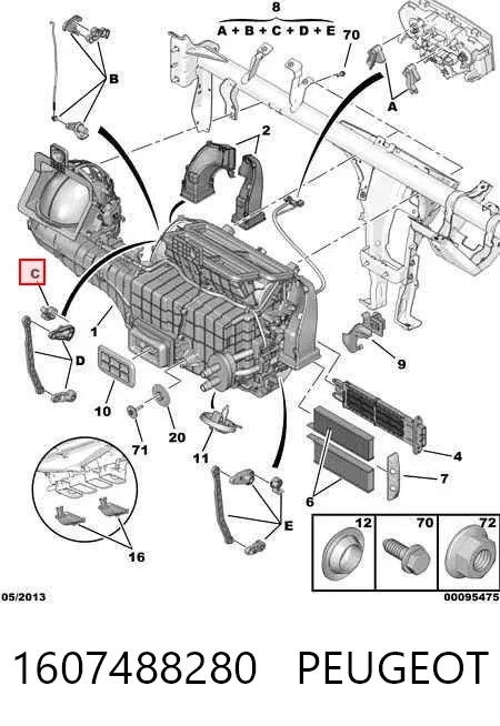 Unidad de control aire acondicionado 1607488280 Peugeot/Citroen