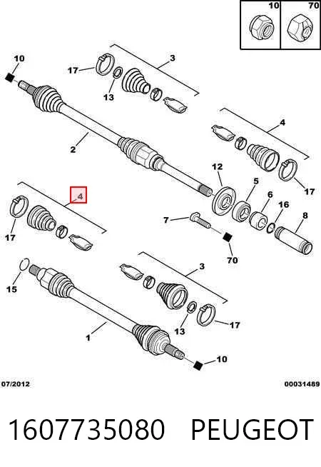 Fuelle de semieje delantero interior 1607735080 Peugeot/Citroen