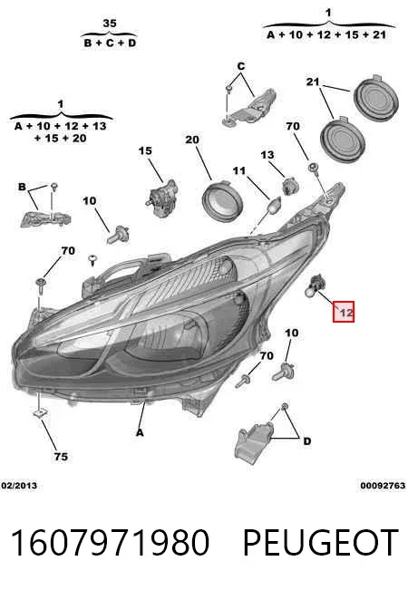 Lámpara de intermitente 1607971980 Peugeot/Citroen