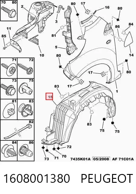 Paso rueda 1608001380 Peugeot/Citroen