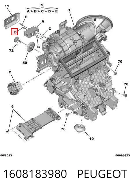 Válvula TRV del aire acondicionado 1608183980 Peugeot/Citroen