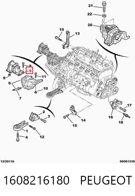 Soporte izquierdo del motor 1608216180 Peugeot/Citroen