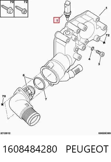 Sensor de temperatura 1608484280 Peugeot/Citroen