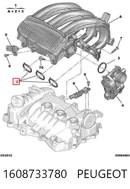 Junta de colector de admisión 1608733780 Peugeot/Citroen