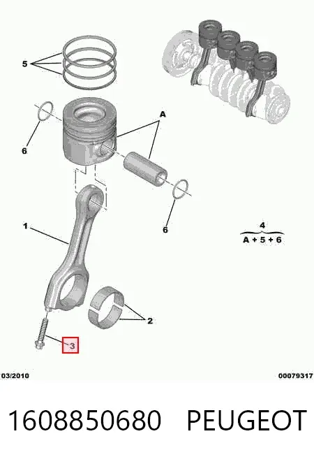 Tornillo de biela 1608850680 Peugeot/Citroen