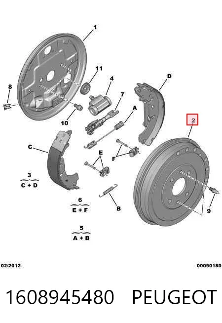 Tambor de freno trasero 1608945480 Peugeot/Citroen