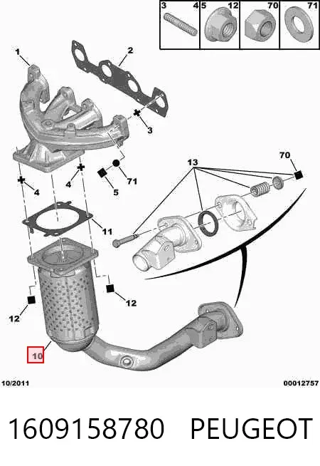 Catalizador 1609158780 Peugeot/Citroen