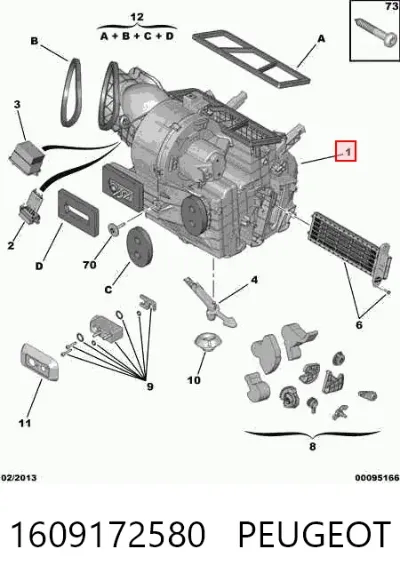 Carcasa del ventilador del calefactor, conjunto PEUGEOT 1609172580