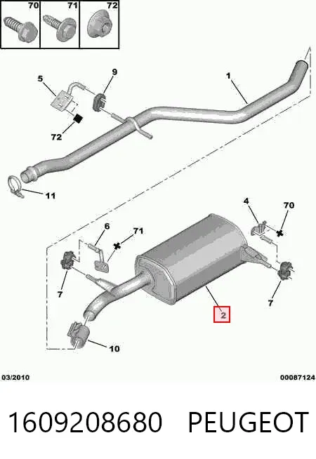 Silenciador trasero 1609208680 Peugeot/Citroen