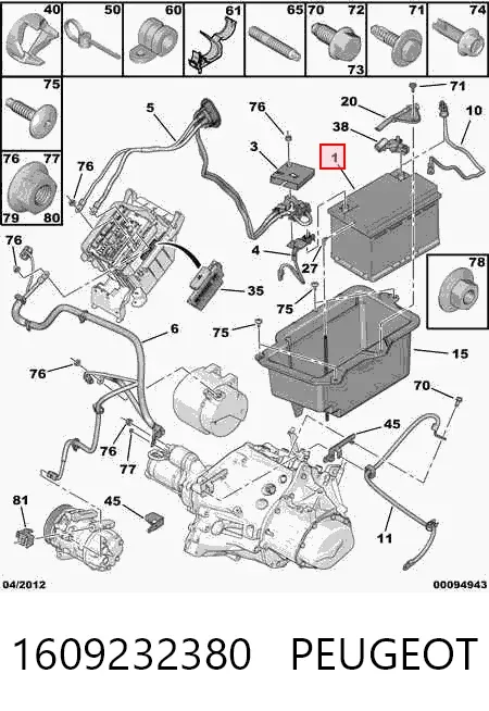 Batería 1609232380 Peugeot/Citroen