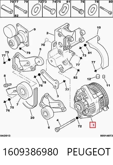 Alternador 1609386980 Peugeot/Citroen