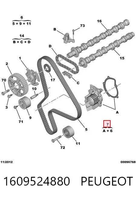 Kit de distribución 1609524880 Peugeot/Citroen