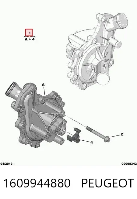 Bomba de agua de refrigeración con carcasa 1609944880 Peugeot/Citroen